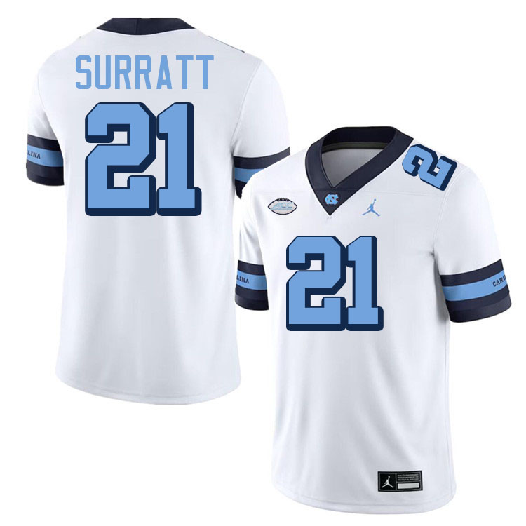 Chazz Surratt UNC Jerseys,North Carolina Tar Heels #21 Chazz Surratt Football Jerseys-Throwback White